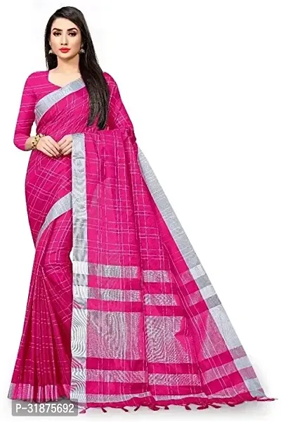 Stylish Pink Art Silk Saree With Blouse Piece For Women-thumb0