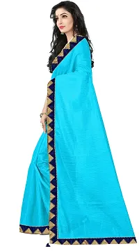 Stylish Blue Art Silk Saree With Blouse Piece For Women-thumb1