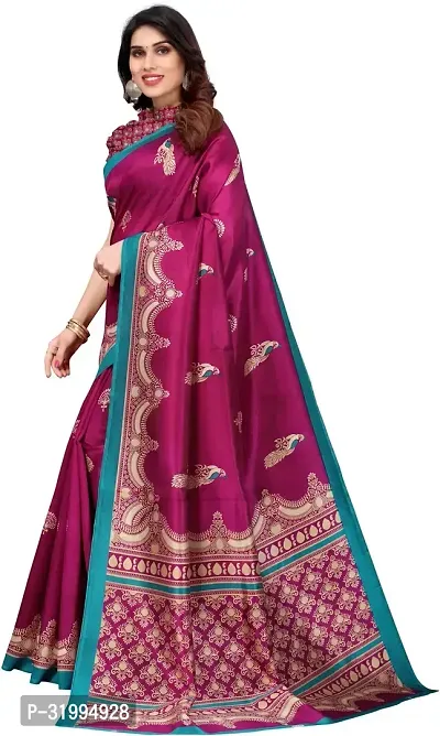 Stylish Wine Art Silk Saree With Blouse Piece For Women-thumb4