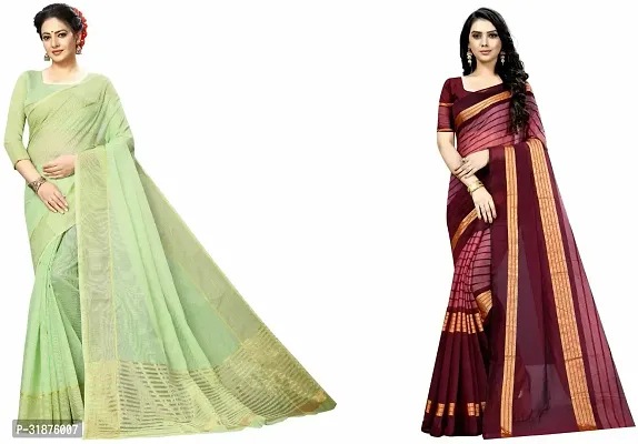 Stylish Multicoloured Art Silk Saree With Blouse Piece For Women Pack Of 2-thumb0