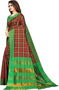 Stylish Multicoloured Cotton Silk Saree With Blouse Piece For Women-thumb2