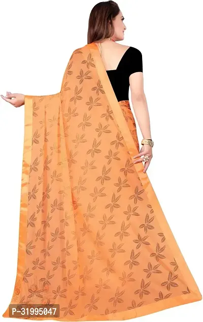 Stylish Peach Cotton Silk Saree With Blouse Piece For Women-thumb3