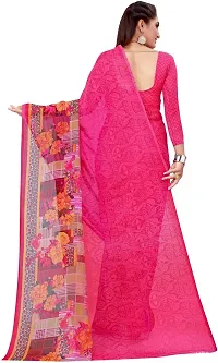 Stylish Pink Georgette Printed Saree With Blouse Piece For Women-thumb1