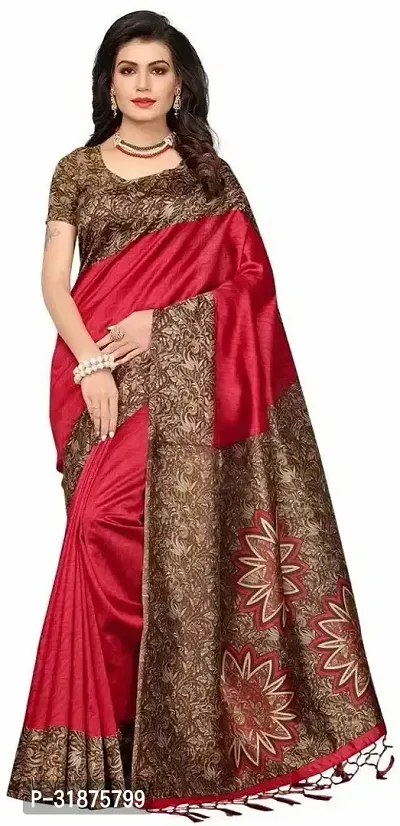 Stylish Maroon Art Silk Saree With Blouse Piece For Women-thumb0