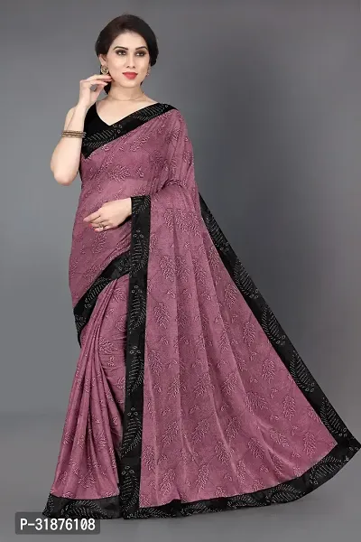 Stylish Purple Lycra Saree With Blouse Piece For Women