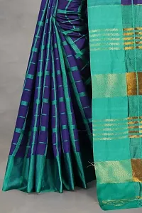 Stylish Navy Blue Art Silk Saree With Blouse Piece For Women-thumb4