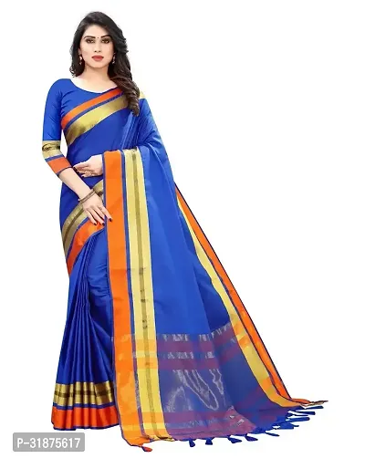 Stylish Blue Art Silk Saree With Blouse Piece For Women-thumb0