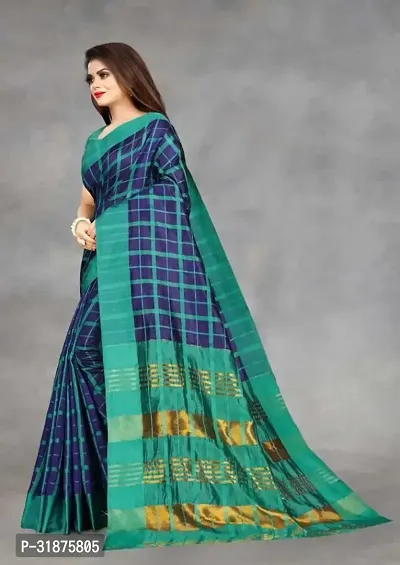 Stylish Navy Blue Art Silk Saree With Blouse Piece For Women-thumb4