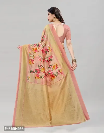 Stylish Peach Cotton Silk Saree With Blouse Piece For Women-thumb4