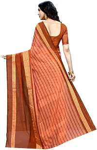 Stylish Orange Cotton Silk Saree With Blouse Piece For Women-thumb1