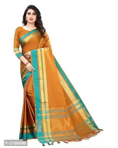 Stylish Mustard Art Silk Saree With Blouse Piece For Women-thumb0