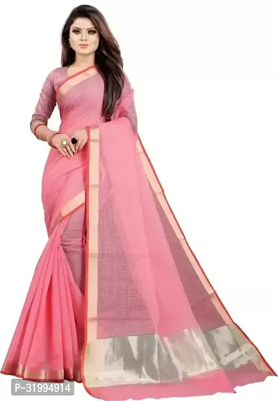 Stylish Pink Art Silk Saree With Blouse Piece For Women-thumb0