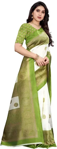 Stylish Green Art Silk Printed Saree With Blouse Piece For Women-thumb2