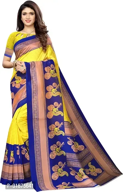 Stylish Yellow Net Saree With Blouse Piece For Women-thumb0