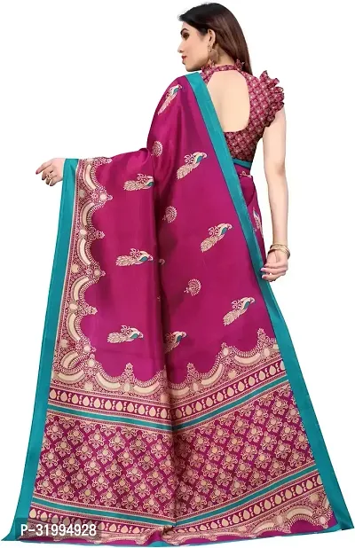 Stylish Wine Art Silk Saree With Blouse Piece For Women-thumb2