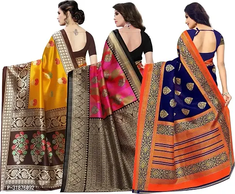 Stylish Multicoloured Cotton Silk Saree With Blouse Piece For Women Pack Of 3-thumb2