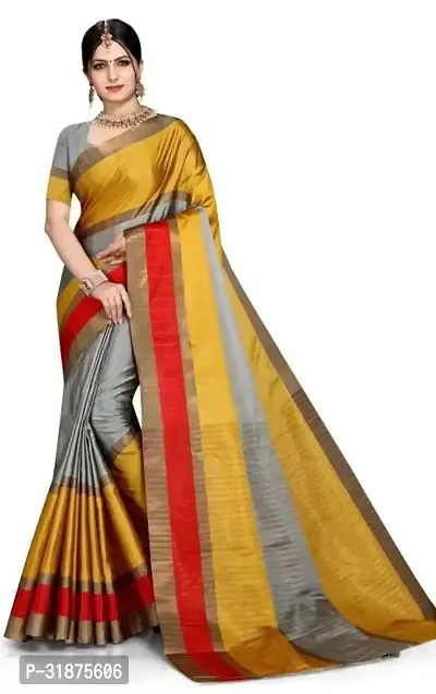 Stylish Multicoloured Art Silk Saree With Blouse Piece For Women-thumb0