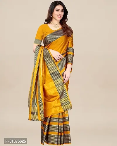 Stylish Yellow Art Silk Saree With Blouse Piece For Women-thumb3