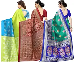 Stylish Multicoloured Cotton Silk Saree With Blouse Piece For Women Pack Of 3-thumb1