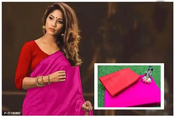 Elegant Pink Chanderi Cotton Saree with Blouse piece For Women-thumb0