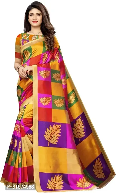 Stylish Multicoloured Net Printed Saree With Blouse Piece For Women Pack Of 2-thumb2