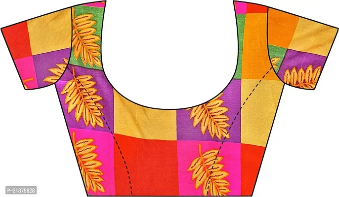 Stylish Multicoloured Cotton Silk Saree With Blouse Piece For Women-thumb2