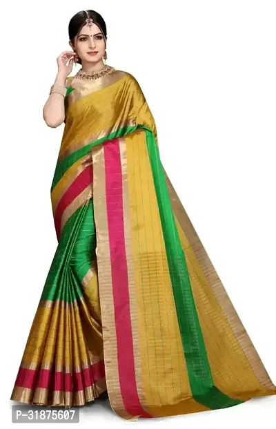 Stylish Multicoloured Art Silk Saree With Blouse Piece For Women-thumb0