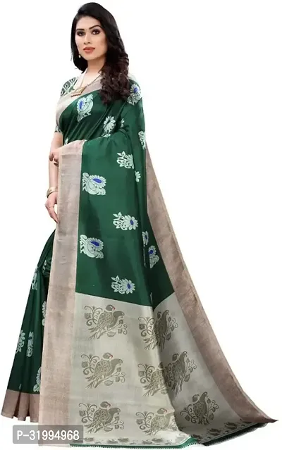 Stylish Green Art Silk Saree With Blouse Piece For Women-thumb2