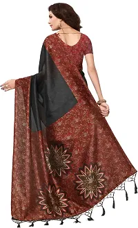 Stylish Black Art Silk Printed Saree With Blouse Piece For Women-thumb2