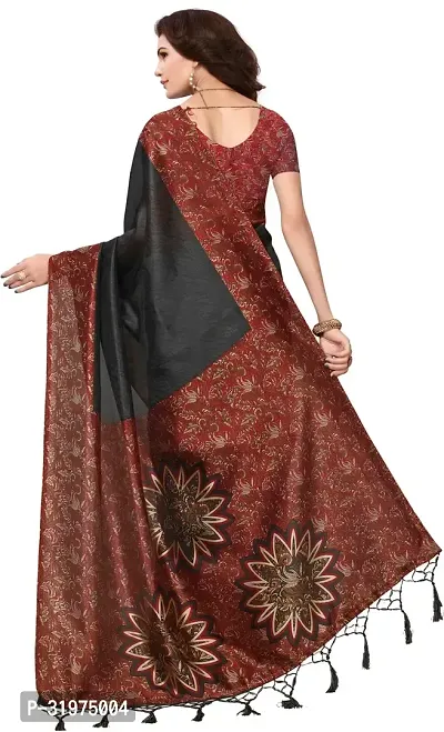 Stylish Black Art Silk Printed Saree With Blouse Piece For Women-thumb3