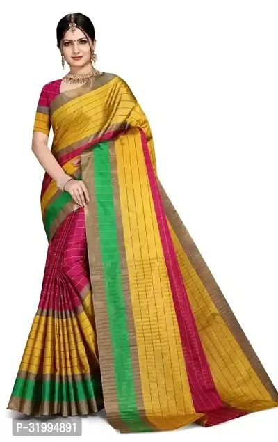 Stylish Multicoloured Art Silk Saree With Blouse Piece For Women-thumb0