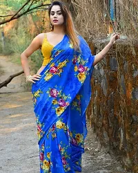 Stylish Blue Georgette Saree with Blouse piece For Women-thumb1