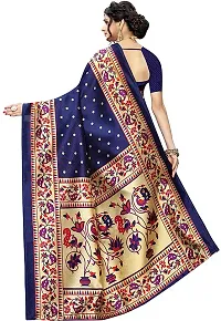 Stylish Navy Blue Art Silk Saree With Blouse Piece For Women-thumb4