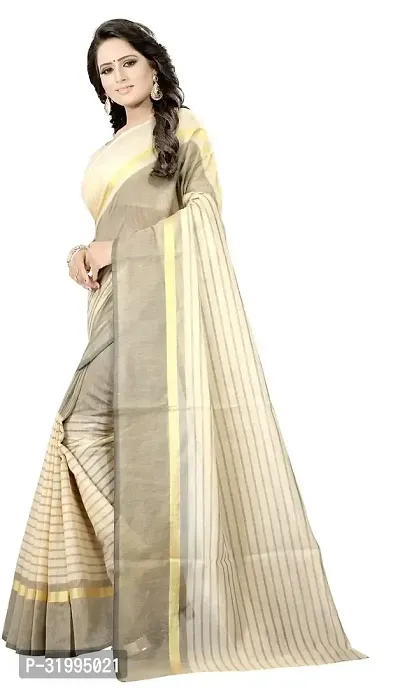 Stylish Beige Cotton Silk Saree With Blouse Piece For Women-thumb2