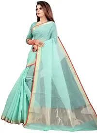 Stylish Turquoise Art Silk Saree With Blouse Piece For Women-thumb1