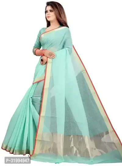 Stylish Turquoise Art Silk Saree With Blouse Piece For Women-thumb2