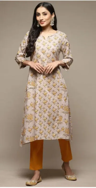 Stylish Crepe Printed Straight Kurtis