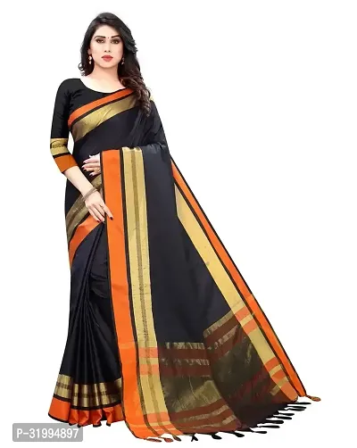 Stylish Black Art Silk Saree With Blouse Piece For Women-thumb0