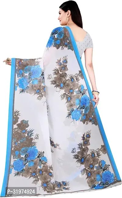 Stylish Multicoloured Georgette Printed Saree With Blouse Piece For Women-thumb3