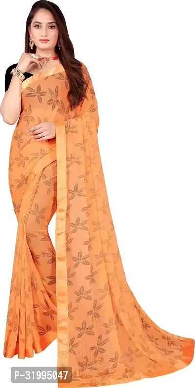 Stylish Peach Cotton Silk Saree With Blouse Piece For Women