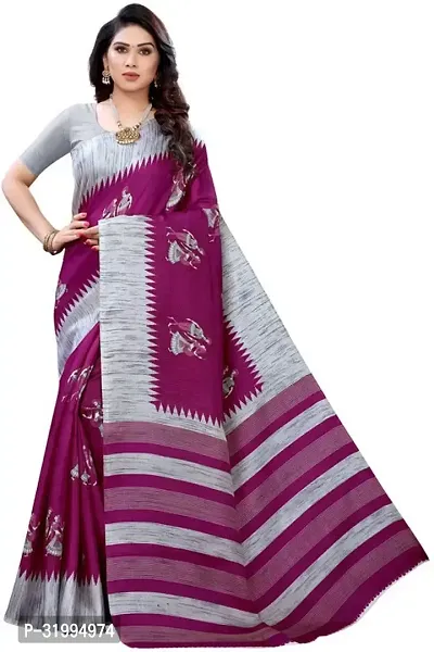 Stylish Purple Art Silk Saree With Blouse Piece For Women-thumb0