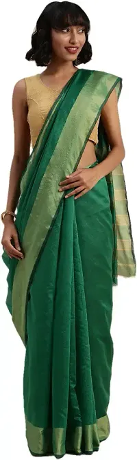 Stylish Green Art Silk Printed Saree With Blouse Piece For Women-thumb1