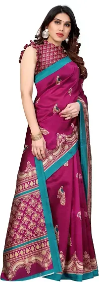 Stylish Wine Art Silk Saree With Blouse Piece For Women-thumb2