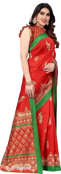 Stylish Red Cotton Silk Saree With Blouse Piece For Women-thumb4