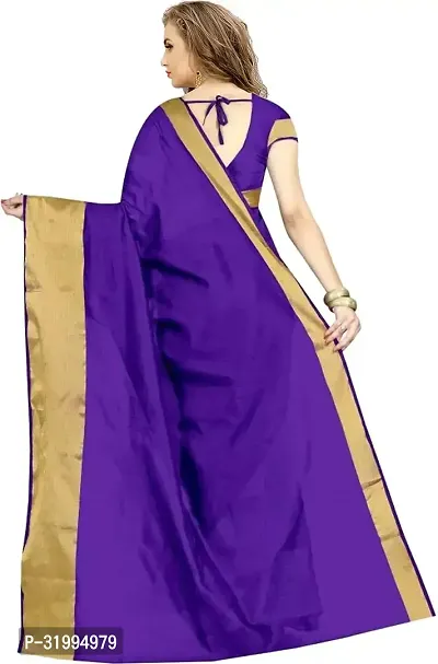 Stylish Lavender Cotton Silk Saree With Blouse Piece For Women-thumb3