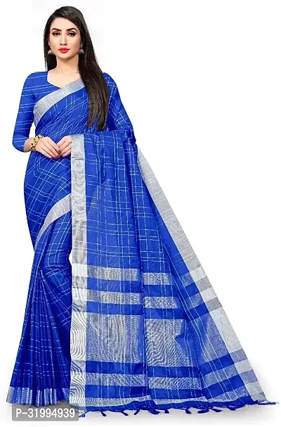 Stylish Blue Art Silk Saree With Blouse Piece For Women-thumb0