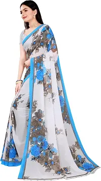 Stylish Multicoloured Georgette Printed Saree With Blouse Piece For Women-thumb1