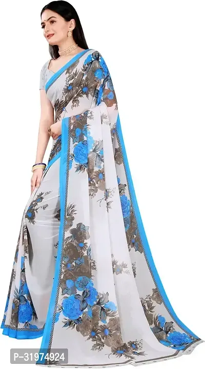 Stylish Multicoloured Georgette Printed Saree With Blouse Piece For Women-thumb2