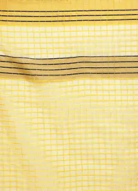 Stylish Yellow Cotton Silk Woven Design Saree With Blouse Piece For Women-thumb1