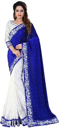 Attractive Velvet Saree with Blouse piece For Women